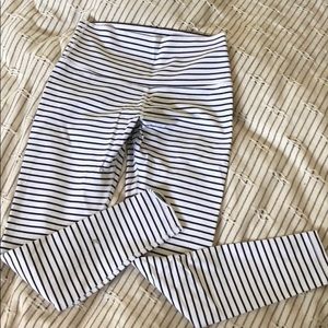 Glyder High Waisted Black White Striped Leggings S